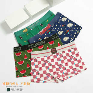 新品女士纯棉内裤中腰宽边透气四角平角抗菌大码卡通短裤青年印花