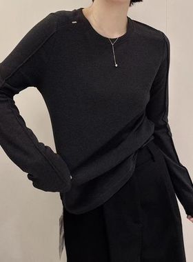 壹彩9934韩版拼接长袖磨毛T恤女2025新款百搭显瘦德绒打底衫上衣