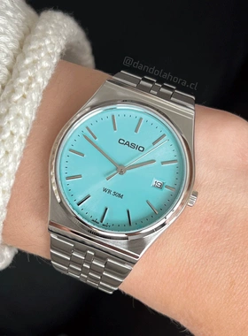 卡西欧稀缺日韩腕表复古蓝不锈钢情侣商务时尚MTP-B145D-2A1