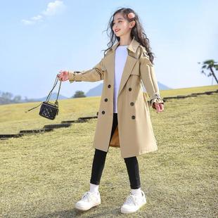 女童春秋款外套大童儿童装春款洋气长款风衣女孩上衣服春装潮8岁9