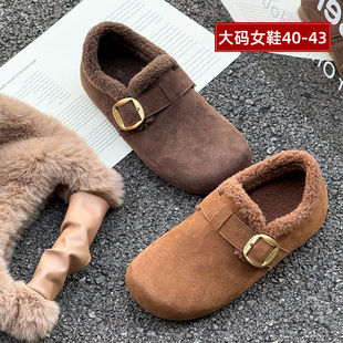 43大丫丫2025冬季 新款 平底加绒勃肯鞋 宽胖脚肥大码 808 女鞋