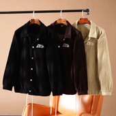 吊899 重磅灯芯绒夹克男女秋冬宽松美式 复古阿美咔叽翻领外套