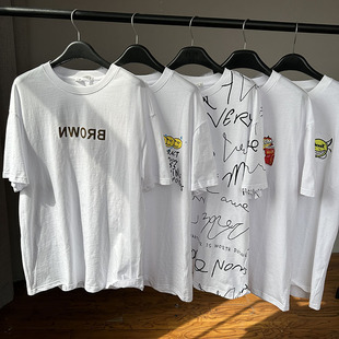 剪B短袖男T恤衫青年夏季圆领纯棉薄款纯白打底衫