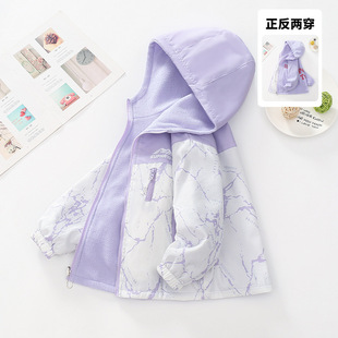 女童双面穿外套2026春秋新款儿童摇粒绒上衣中大童加绒休闲冲锋衣