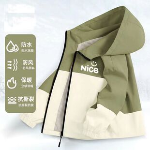 男童外套2026春秋新款中大儿童韩版夹克男孩连帽冲锋衣休闲防风服