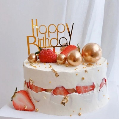 网红生日蛋糕亚克力装饰插件简约艺术字happybirthday生日快乐插