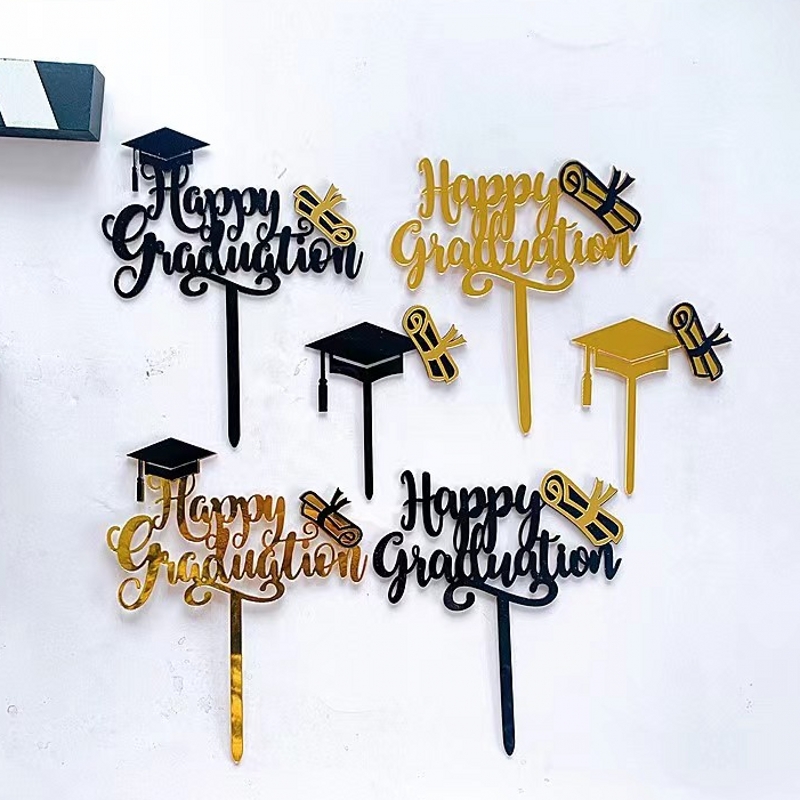 毕业季蛋糕装饰亚克力插件毕业典礼派对烘焙插牌毕业生博士帽发夹