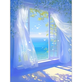 紫色唯美动漫窗景墙贴纸客厅卧室宿舍墙面遮瑕防水自粘不干胶贴纸