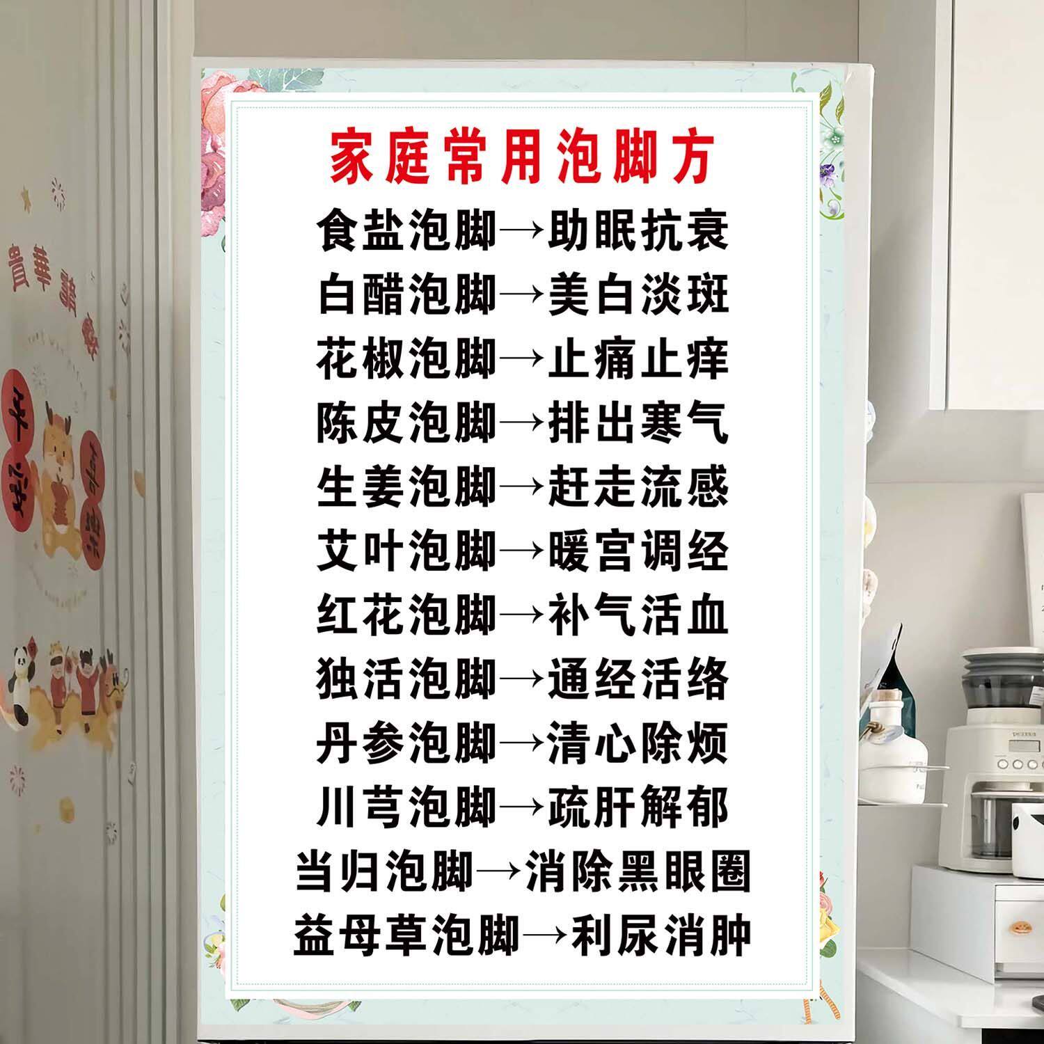 中医养生挂图家庭版常用泡脚方法作用图泡脚解乏好处不干胶贴纸