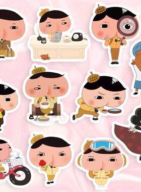 屁屁侦探PP周边屁屁贴纸漫画儿童奖励手帐手机壳防水行李箱贴纸