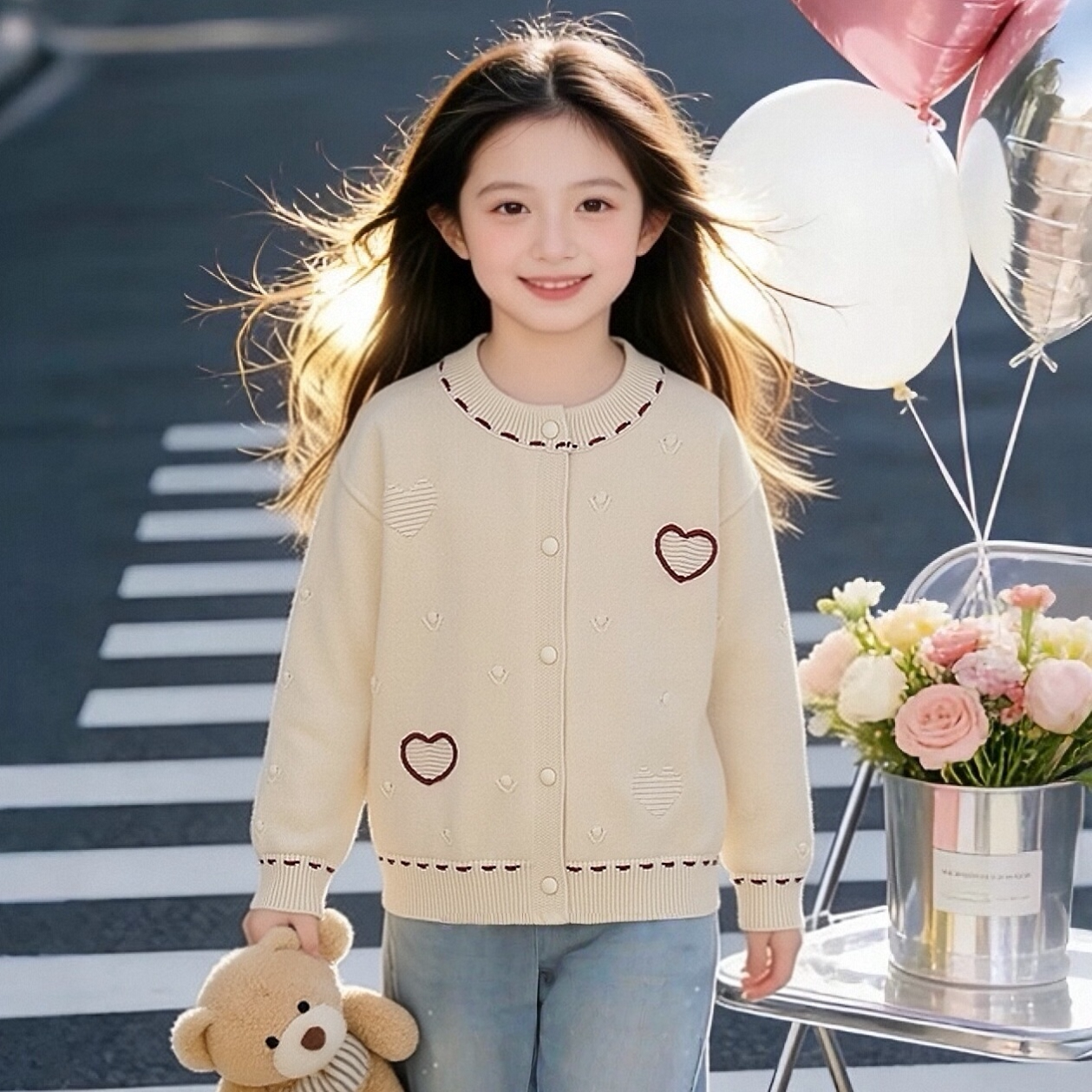 女童针织开衫春装2026新款洋气儿童薄款毛衣中大童外套小女孩上衣