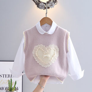 女童春装套装2025新款女小童针织毛衣马甲两件套儿童韩系春秋衣服