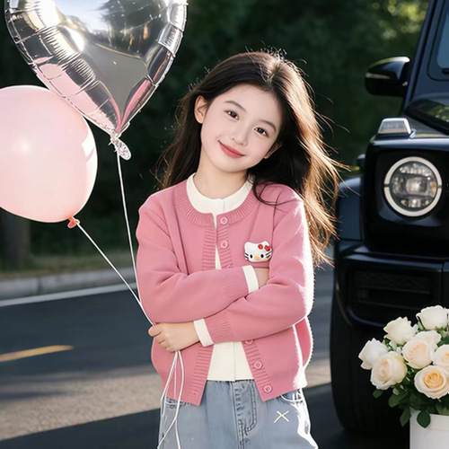 女童毛衣春秋2026新款儿童洋气时髦上衣假两件针织开衫春装外套潮