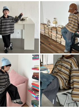 bebenous▲主理人品牌miu系撞色条纹儿童秋季狗狗刺绣翻领POLO衫