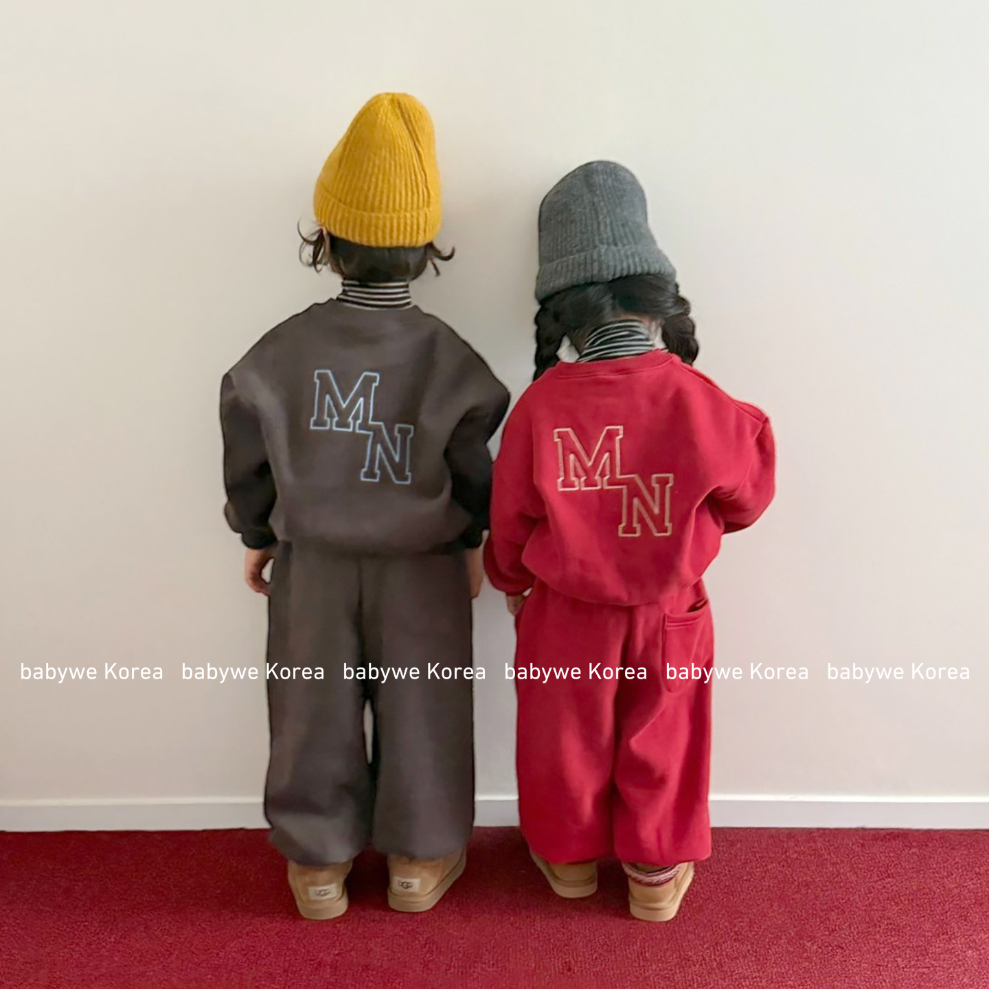 minimal字母加绒卫衣卫裤套装