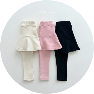 dailybebe▲BabyWe韩国代购冬季女宝宝弹力假两件短裙加绒打底裤