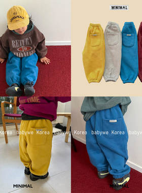 minimal▲BabyWe韩国代购25冬季男女童加绒加厚舒适保暖口袋卫裤