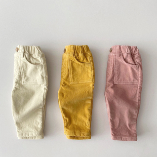 dailybebe▶BabyWe韩国代购冬季宝宝裤子加绒加厚灯芯绒萝卜裤