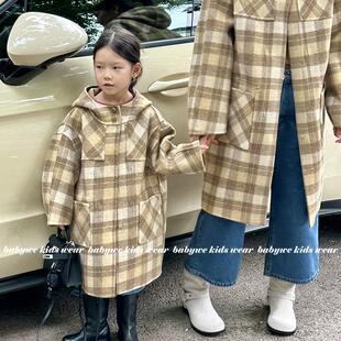 BabyWe童装纯澳毛亲子连帽羊绒大衣两面穿可选配90白鸭绒羽绒内胆