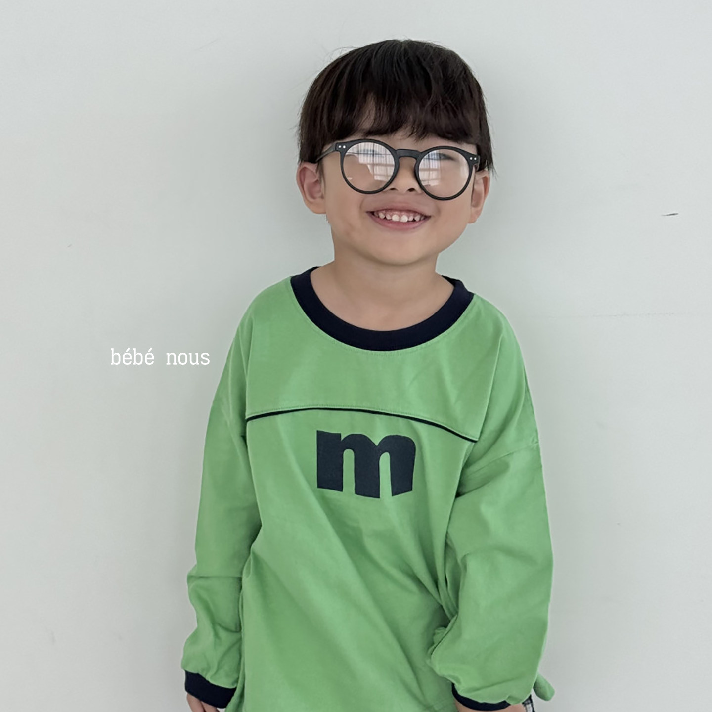 normal撞色字母m嵌条纯棉长袖T恤