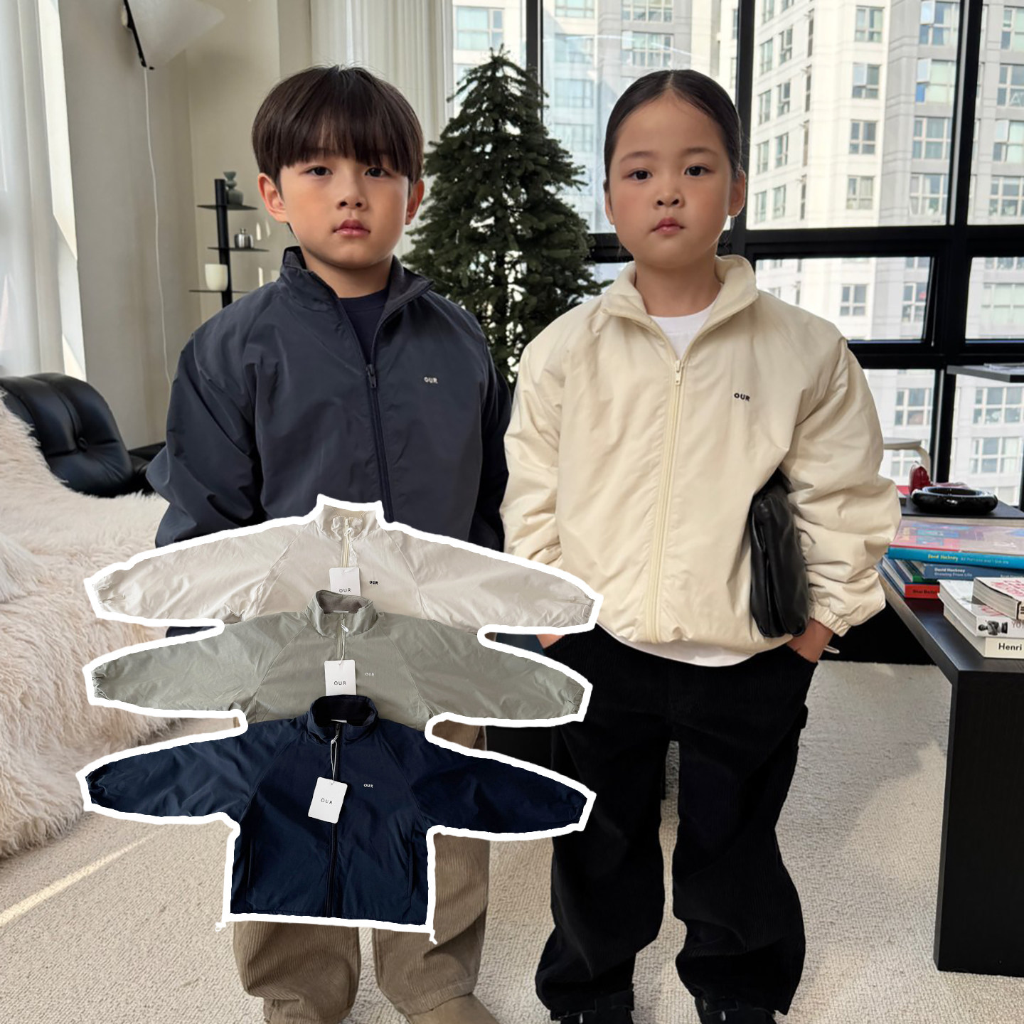 OUR▶BabyWe韩国代购童装冬儿童户外风双层立领绒内胆外套冲锋衣