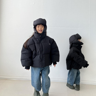 OUR▲BabyWe韩国代购儿童冬季纯色logo下摆可收棉服加厚保暖外套