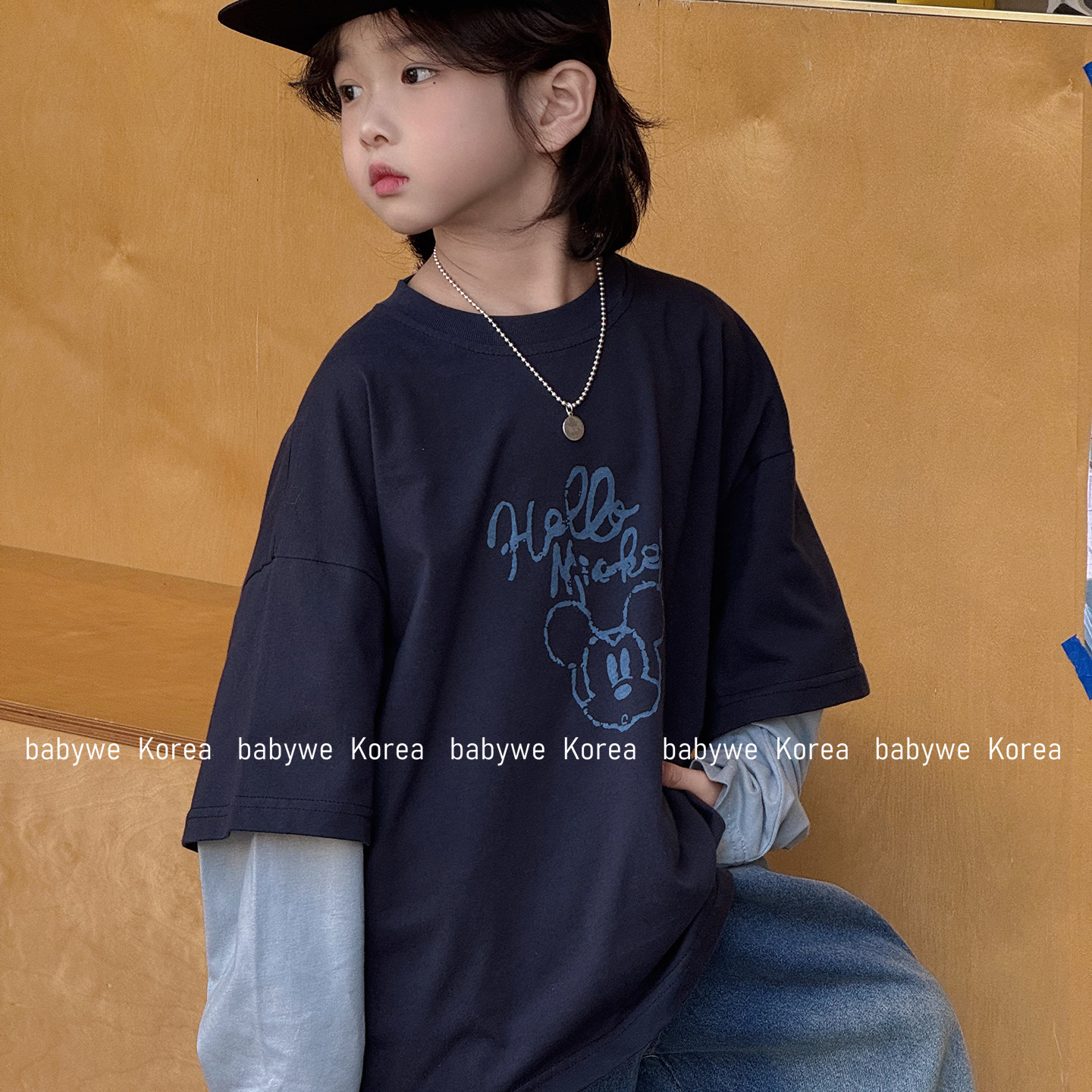 包邮▶bebenous主理人品牌复古手绘字母米奇儿童假两件纯棉长袖t,童装/婴儿装/亲子装,T恤,淘宝优惠券,粉丝福利购,淘宝优惠卷