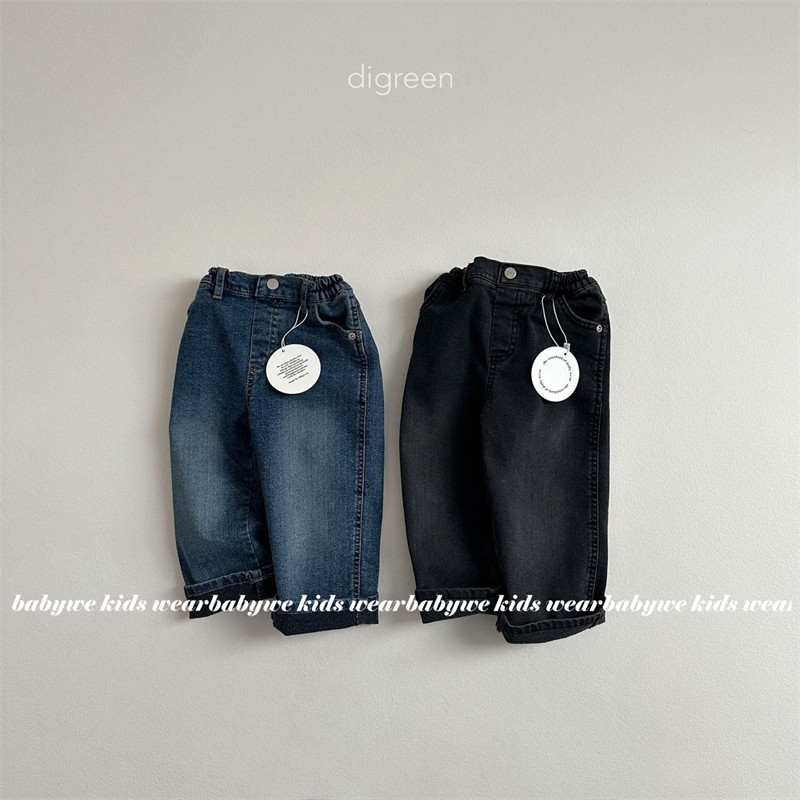 Digreen▲BabyWe韩国代购儿童内里刷绒百搭弹力小直筒牛仔裤长裤