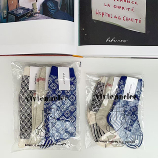 vivienne BabyWe韩国制造儿童男女童秋冬复古几何美学洋气中筒袜