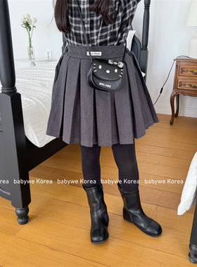 bunny女童毛呢加厚不加绒百褶裙