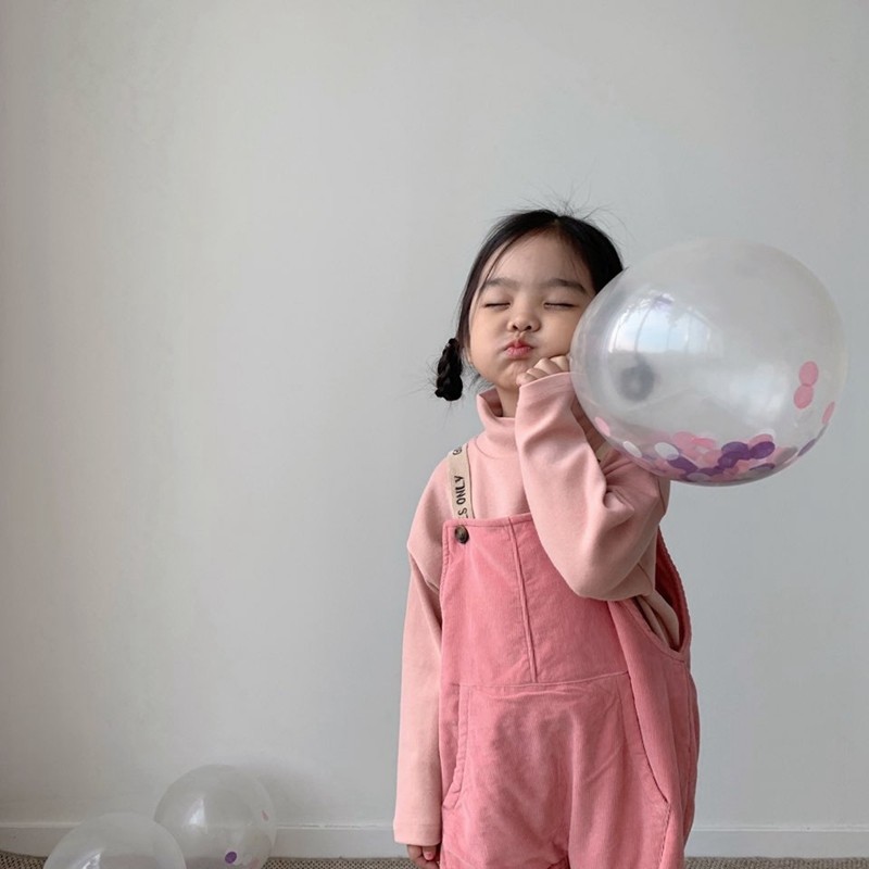 Zukini▲BabyWe韩国代购童装女宝宝粉色套头衫冬季加厚磨毛半高领