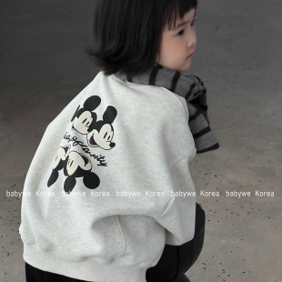 包邮▶bebenous主理人品牌儿童复古可爱米奇加绒卫衣含条纹围巾冬