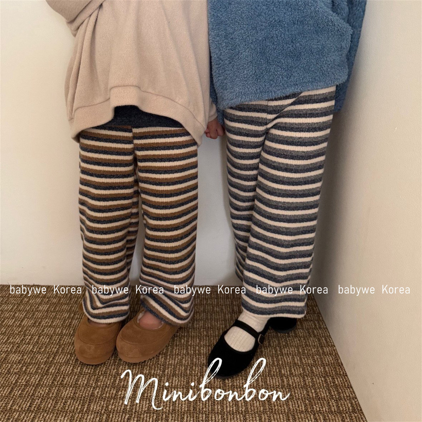 mnbb条纹直筒裤加厚不加绒针织裤