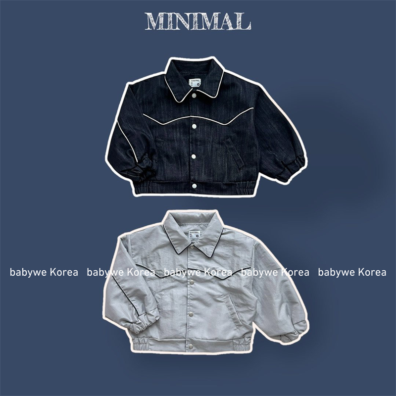 minimal▲BabyWe韩国童装儿童帅酷质感在线百搭牛仔翻领夹克外套