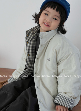 bebenous主理人品牌冬季新款格子内衬翻边立领防风防泼水儿童棉服