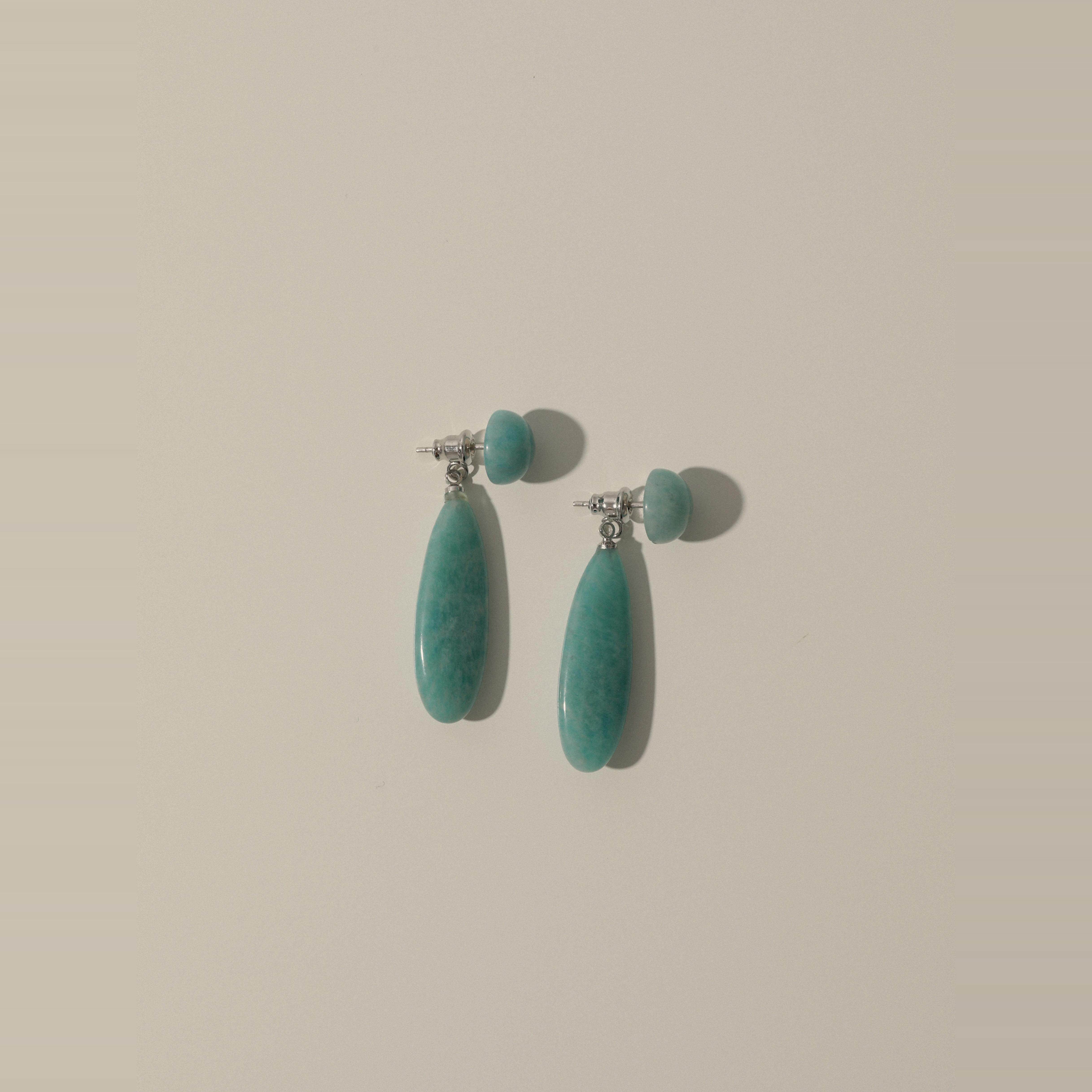 薄荷曼波色水滴水滴耳钉天然石耳坠气质新中式天河石原创耳环