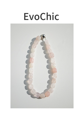 天然粉晶磁吸扣方糖形项链极简风高级感项链