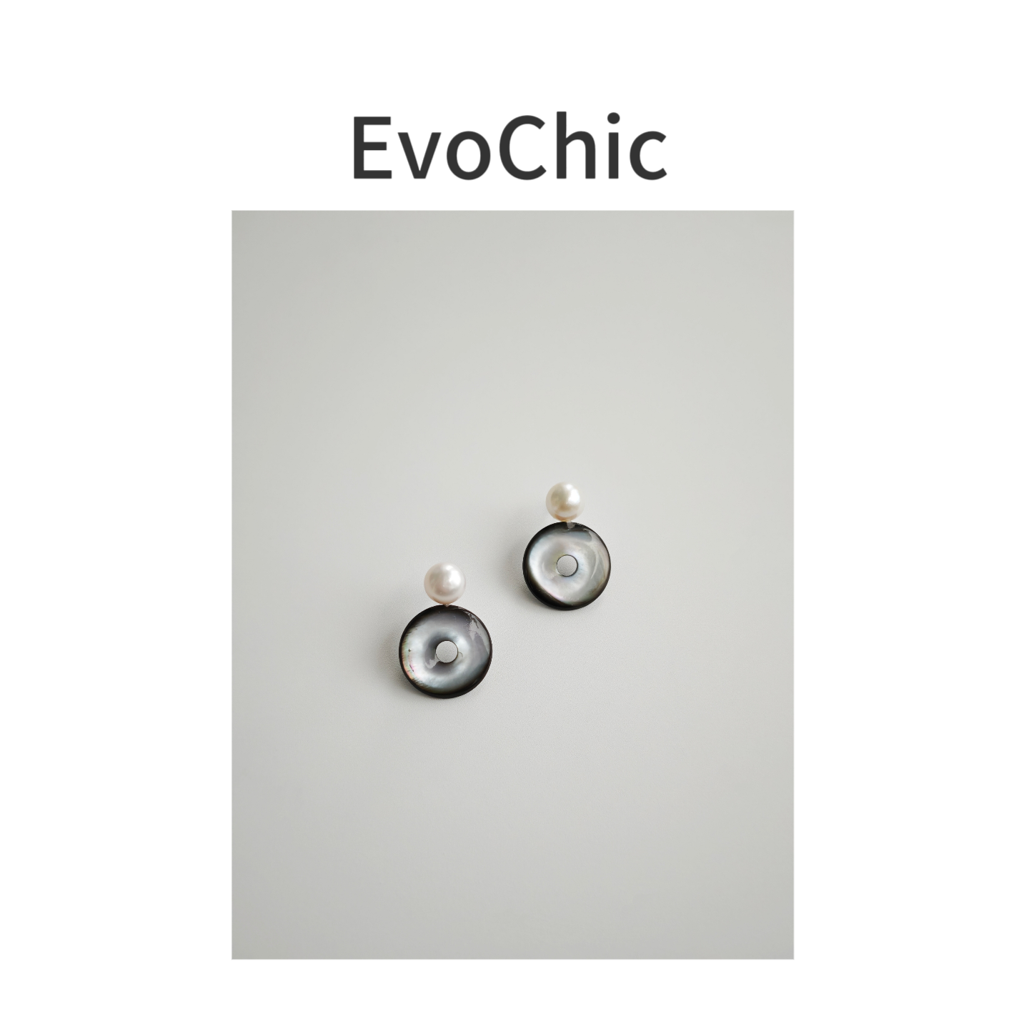 天然墨贝珍珠酷飒耳环