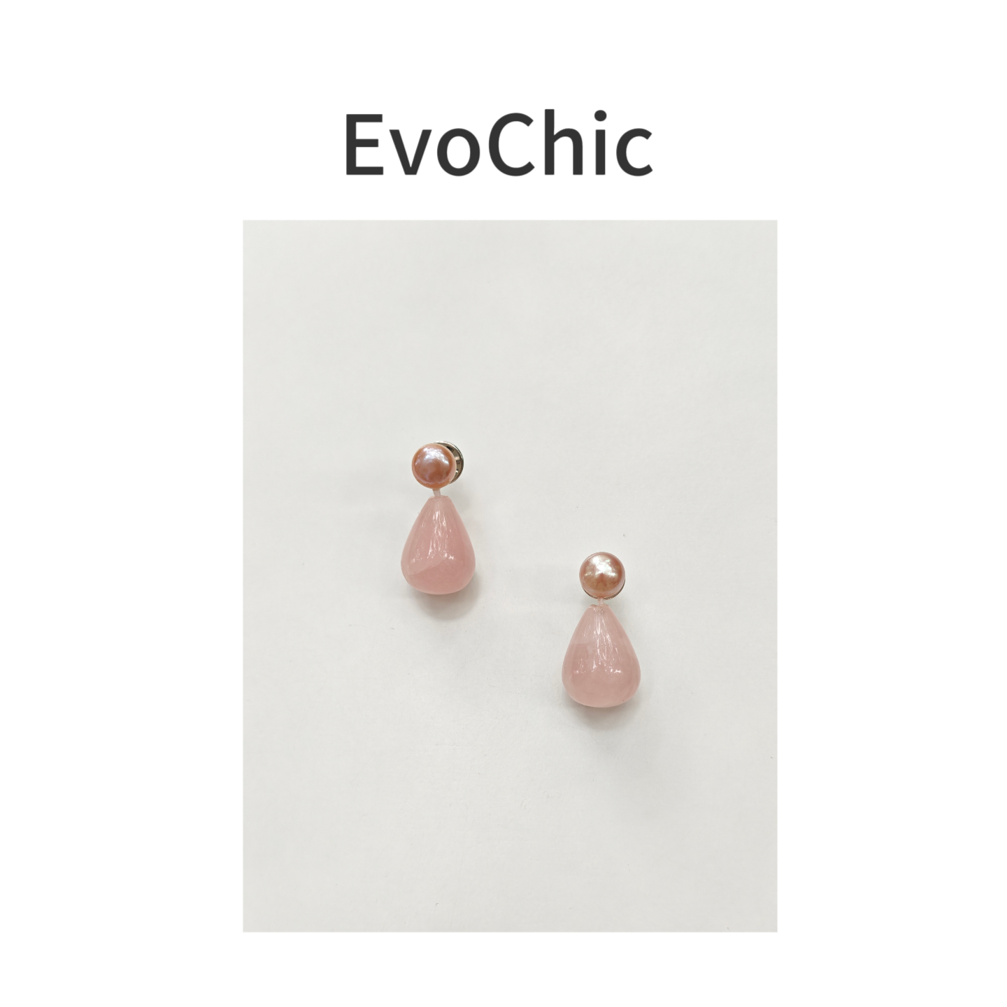 天然珍珠粉晶水滴形小众设计极简风耳环