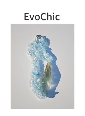 天然海蓝宝绿水晶项链小众设计感项链极简风原创项链