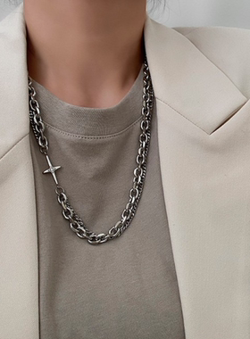 多层十字架项链手链嘻哈男女情侣