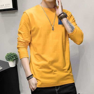 美式经典ins长袖t恤男士宽松潮流圆领体恤上衣春秋内搭打底衫T恤