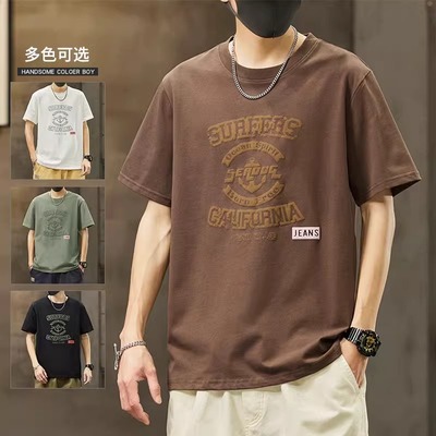 美式复古短袖t恤男士夏季