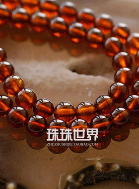 珠珠世界散珠diy饰品配件 天然橙红色石榴石散珠 圆珠5mm2粒价格