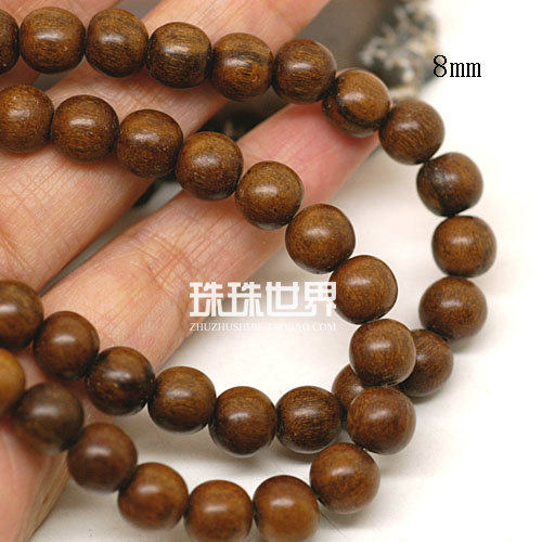 diy散珠 木珠wd1308iw 棕黄色铁树木珠 圆珠8mm