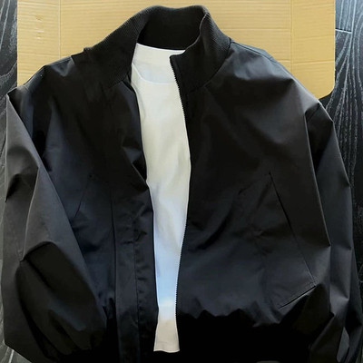 黑色飞行员夹克套高街美式棒球服