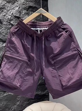 短裤男士夏季冰丝薄款多口袋速干休闲裤男宽松篮球运动五分裤衩子