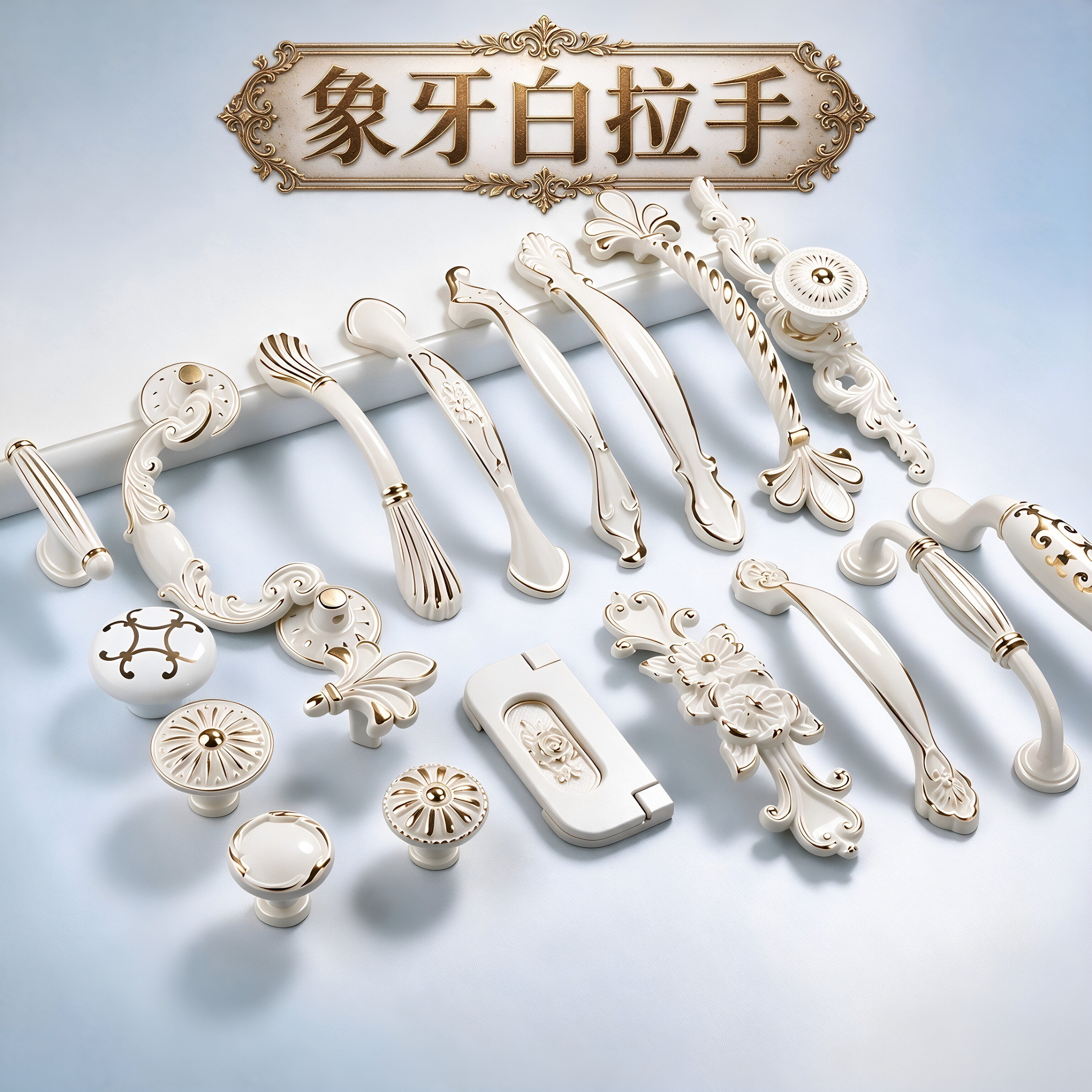 欧式风格柜门拉手象牙白柜子鞋柜抽屉橱柜衣柜门现简约孔把手