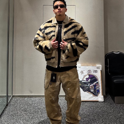 潮男时尚百搭毛毛大衣