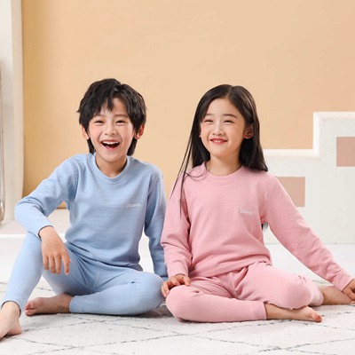 儿童德绒打底保暖内衣秋冬套装男童女童中领秋衣秋裤加厚冬季睡衣